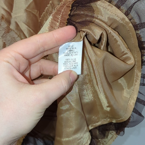 Nanette Lepore Y2K Girly Flirty Gold silk lace ruffle flare skirt Size 2 - Picture 5 of 8